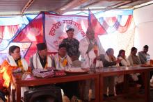 छत्रदेव गाउँपालिकाले  आयोजना गरेको स्वागत कार्यक्रममा मन्तब्य प्रस्तुत गर्दै भौतिक पुर्वाधार बिकास मन्त्री माननीय बैजनाथ चौधरी ।